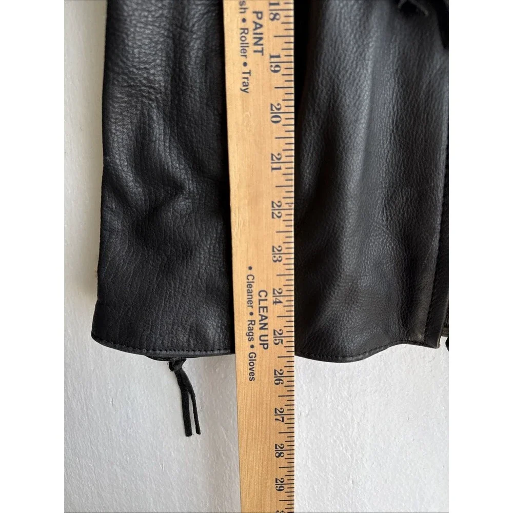 Vintage UNIK Premium Rose Fringe Motorcycle Leather Jacket Black Women’s Large - Picture 12 of 12